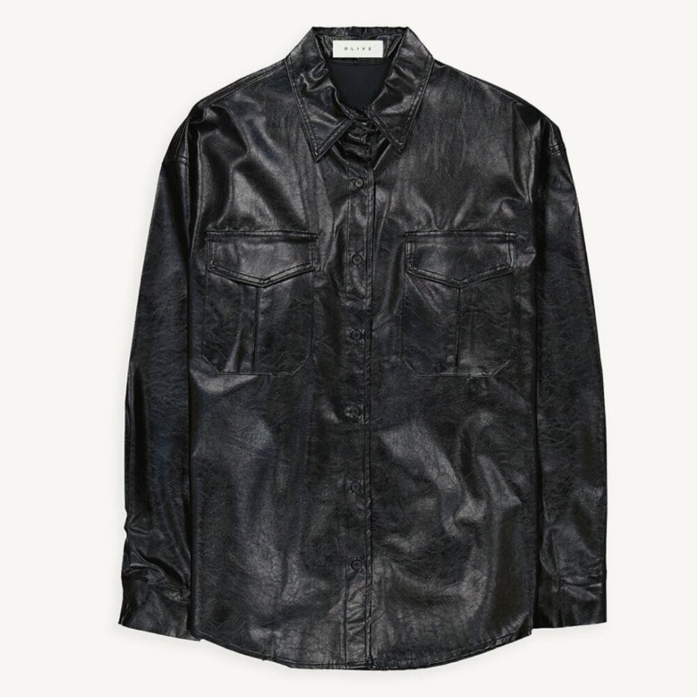 Olive Brand Jina Leatherette Shirt